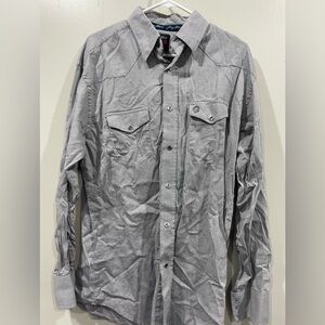 George Straight Troubadour Shirt Mens XL Gray Diamond Pearl Snap Wrangler